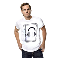 خرید پستی تی شرت مردانه طرح هدفون (سفید) اصل