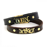 خرید پستی دستبند چرم طرح King و Queen اصل